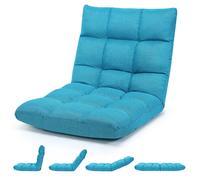 Costway 14 Position Adjustable Floor Chair Padded Gaming Sofa Recliner Lounger in Light Blue COSTWAY Light Blue