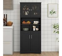 Costway 145 Cm Tall Bathroom Cabinet Kitchen Cupboard Sideboard Cabinet W/ Acrylic Doors