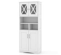 Costway 145 Cm Tall Bathroom Cabinet Kitchen Cupboard Sideboard Cabinet W/ Acrylic Doors