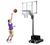 COSTWAY 149-305cm Adjustable Basketball Hoop, All Weather Basketball Goal System with 2 Wheels, Fillable Base and Free Weight Bag, Portable Basketball Net Set for Kids Teens Adults