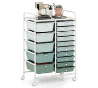 Costway 15-Drawer Rolling Cart Mobile Storage Cart Multipurpose Utility Cart COSTWAY Multicolor