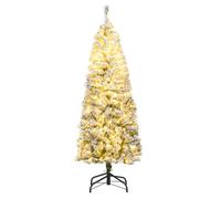 Costway 150 Cm Pre-Lit Christmas Tree 5 Ft Hinged Slim Pencil Xmas Tree