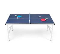 Costway 152.5 x 76cm Ping Pong Table Foldable Table Tennis Table w/ Net in Blue | Size: 152.5 x 76 cm COSTWAY Blue 152.5 x 76 cm