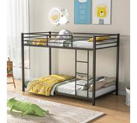 Costway 155 Cm Metal Bunk Bed Single Over Single Bunk Beds With Ladder-Black