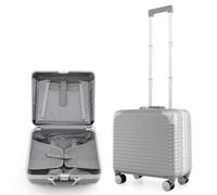 COSTWAY 16" Carry on Suitcase, Lightweight Hard Shell Suitcase Cabin Luggage with TSA Lock, Laptop Compartment & 4 Spinner Wheels, Airline Approved Small Hand Luggage Case for Business Travel, Sliver