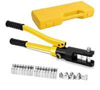 COSTWAY 16 Tons 11 Dies Hydraulic Crimper, 16-300mm² Electric Battery Cable Lug Terminal Hydraulic Crimper Tool with Carry Case