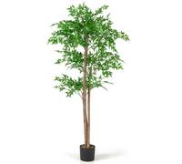 Costway 160 Cm Artificial Bamboo Tree Fake Faux Bamboo Potted Plant Natural Wood Trunk
