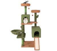 Costway 160 Cm Tall Modern Cat Tree Green Cactus Cat Tower W/hammock