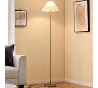 Costway 162 Cm Standing Pole Lamp W/ Linen Shade Gold Floor Lamp Foot Switch