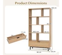 Costway 162 Cm Tall Wooden Bookcase 6-Tier Bookshelf With 8 Open Cubes
