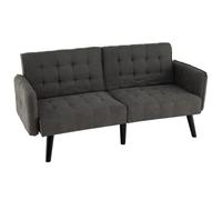 Costway 164 Cm Convertible Futon Sofa Bed Couch Loveseat W/ Backrests Grey
