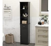 Costway 164 Cm Freestanding Bathroom Storage Cabinet W/ 3 Open Shelves & Door Cabinet