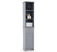 Costway 164 Cm Freestanding Bathroom Storage Cabinet W/ 3 Open Shelves & Door Cabinet
