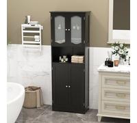 Costway 164 Cm Tall Bathroom Cabinet Freestanding Floor Cabinet-Black
