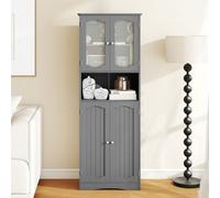 Costway 164 Cm Tall Bathroom Cabinet Freestanding Floor Cabinet-Grey