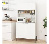 Costway 164cm Kitchen Pantry Cabinet Kitchen Storage Hutch w/Charging Station in White COSTWAY White