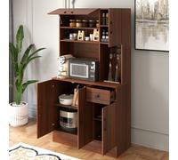 Costway 167Cm Tall Pantry Cabinet With Hutch Freestanding Kitchen Buffet Cupboard