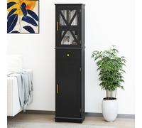 Costway 168 Cm Tall Bathroom Cabinet Narrow Storage Cabinet With Drawer-Black