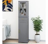 Costway 168 Cm Tall Bathroom Cabinet Narrow Storage Cabinet With Drawer-Grey