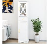 Costway 168 Cm Tall Bathroom Cabinet Narrow Storage Cabinet With Drawer-White
