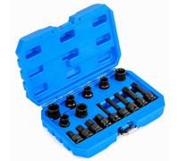 Costway 16Pcs Impact Brake Caliper Socket Set 1/2" Drive Wrench Brake Tool Kit-Blue