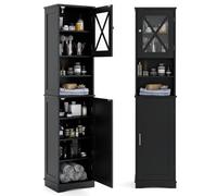 Costway 170 Cm Tall Bathroom Cabinet Narrow Corner Floor Cabinet W/ 5 Adjustable Shelves
