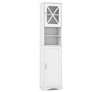 Costway 170 Cm Tall Bathroom Cabinet Narrow Corner Floor Cabinet W/ 5 Adjustable Shelves