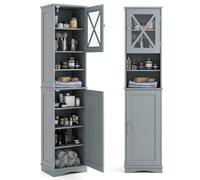 Costway 170 Cm Tall Bathroom Cabinet Narrow Corner Floor Cabinet W/ 5 Adjustable Shelves