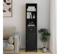 Costway 170cm Tall Bathroom Cabinet Wooden Narrow Floor Cabinet w/Drawer in Black COSTWAY Black
