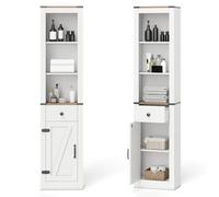 Costway 173Cm Tall Bathroom Cabinet Narrow Slim Storage Organizer Unit With Drawer