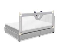 Costway 175CM Cute Baby Bed Rail Guard Toddler Infant Security Guardrail W/ Double Lock in Grey COSTWAY Grey