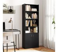 Costway 178 Cm Bookcase W/ 2-Door Cabinet 6-Tier Modern Storage Cabinet-Black