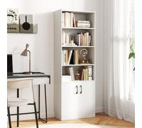 Costway 178 Cm Bookcase W/ 2-Door Cabinet 6-Tier Modern Storage Cabinet-White