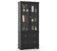 Costway 179.5 Cm Tall Pantry Cabinet, 3-Tier Display Storage Cabinet With 2 Drawers