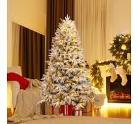 Costway 180 Cm Artificial Christmas Tree Pre-Lit Hinged Xmas Tree