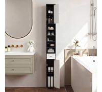 Costway 180 Cm Bathroom Tall Slim Cabinet Freestanding Storage Cabinet W/ Drawer-Black & White