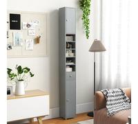 Costway 180 Cm Bathroom Tall Slim Cabinet Freestanding Storage Cabinet W/ Drawer-Grey