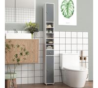 Costway 180 Cm Bathroom Tall Slim Cabinet Freestanding Storage Cabinet W/ Drawer-Grey & White