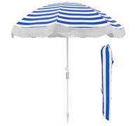 Costway 180 Cm Fringe Beach Umbrella Portable Patio Tassel Parasol W/ Bag
