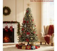 Costway 180 CM Glow-in-the-dark Artificial Christmas Tree Hinged Xmas Tree in Green COSTWAY Green