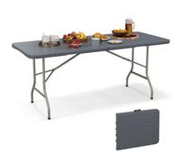 Costway 180 Cm Portable Folding Table 160 Kg Fold-In-Half Table-Grey