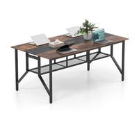 Costway 180 CM Wooden Conference Table Industrial Meeting Table for 6-8 People in Black COSTWAY Black