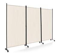 Costway 180Cm Freestanding Room Divider 3 Panel Rolling Privacy Screens For Indoor