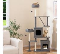 Costway 180Cm Tall Cat Tree Multi-Level Large Cat Tower W/ Scratching Posts-Gray
