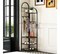 Costway 180Cm Tall Corner Hall Tree 4-Tier Coat Rack Entryway Shoes Shelf Organizer Rustic Brown