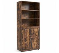 Costway 181 Cm Tall Bookcase With 3 Open Shelves And Door Cabinet Freestanding Floor Cabinet