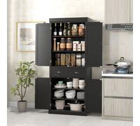 Costway 183Cm Tall Storage Cabinet 2 Doors Display Organizer Freestanding Pantry Cupboard