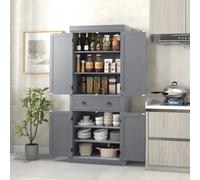 Costway 183Cm Tall Storage Cabinet 2 Doors Display Organizer Freestanding Pantry Cupboard