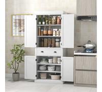 Costway 183Cm Tall Storage Cabinet 2 Doors Display Organizer Freestanding Pantry Cupboard