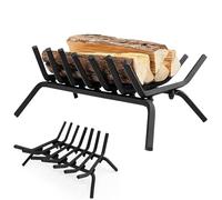 COSTWAY 19” Fire Grate, Solid Steel Fireplace Log Holder with 7 Steel Bars, Heavy Duty Log Coal Grate Wood Stove Basket for Indoor Outdoor